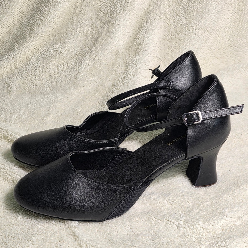 Theatricals EZ Flex 2 Heel Character Shoes Black Leather Sole Flexible Womens 11